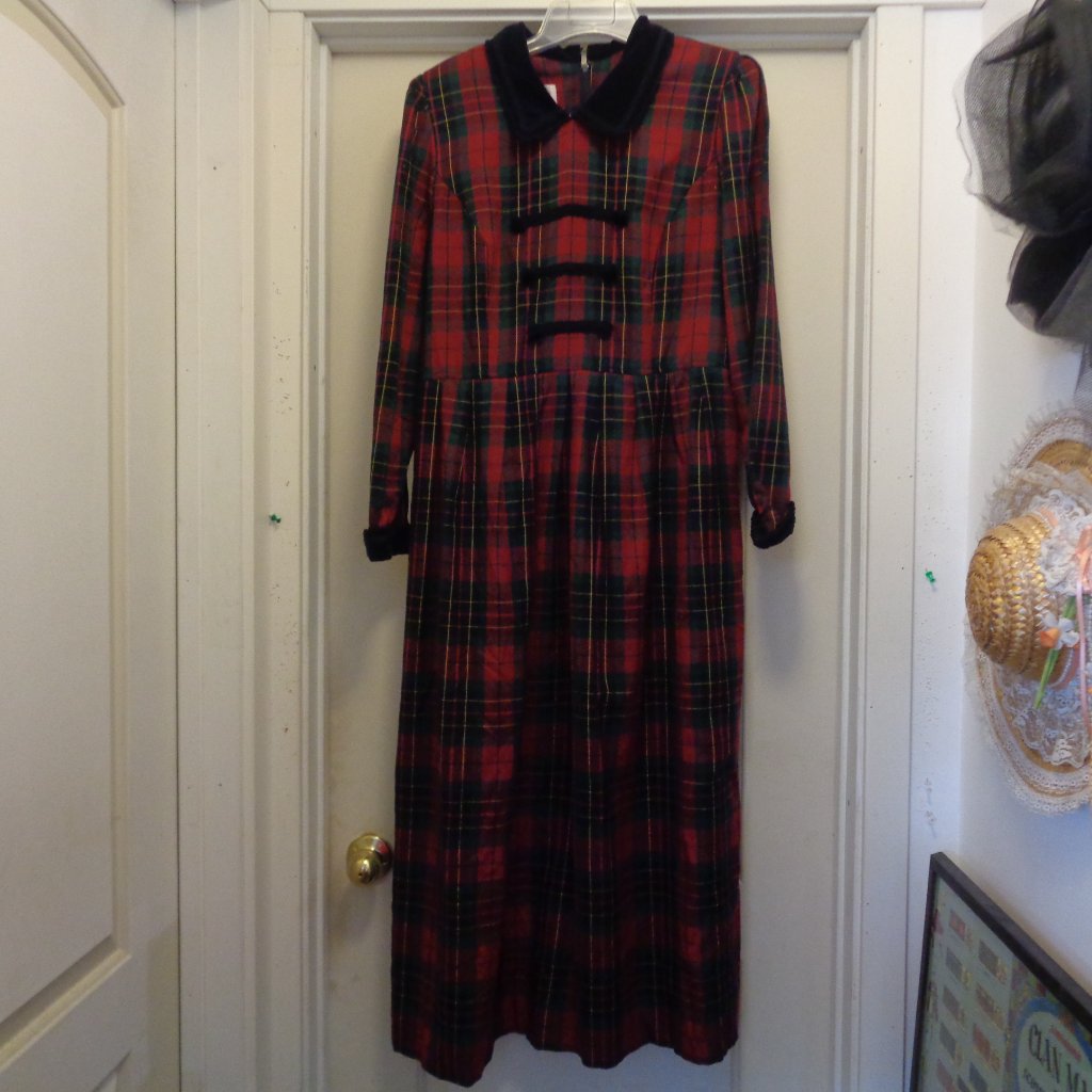 Scottish Edwardian Steampunk D Abbey Style Retro Christmas Plaid Maxi Dr